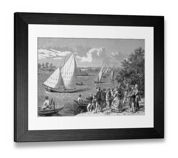 Framed Print : Regatta, boat race, sailing boats on the Wannsee in Berlin, Germany, Historic, digitally restored reproduction of an original 19th century painting, exact original date unknown Framed Print : Regatta, boat race, sailing boats on the Wannsee in Berlin, Germany, Historic, digitally restored reproduction of an original 19th century painting, exact original date unknown