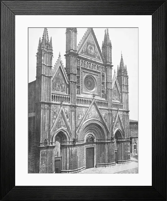 Framed Print : Historic photograph (c. 1880) of Orvieto, Cathedral of Orvieto, Duomo di Orvieto, Cattedrale di Santa Maria Assunta, a large 14th century Roman Catholic cathedral dedicated to the Assumption of the Virgin Mary, Umbria, Italy, Historic