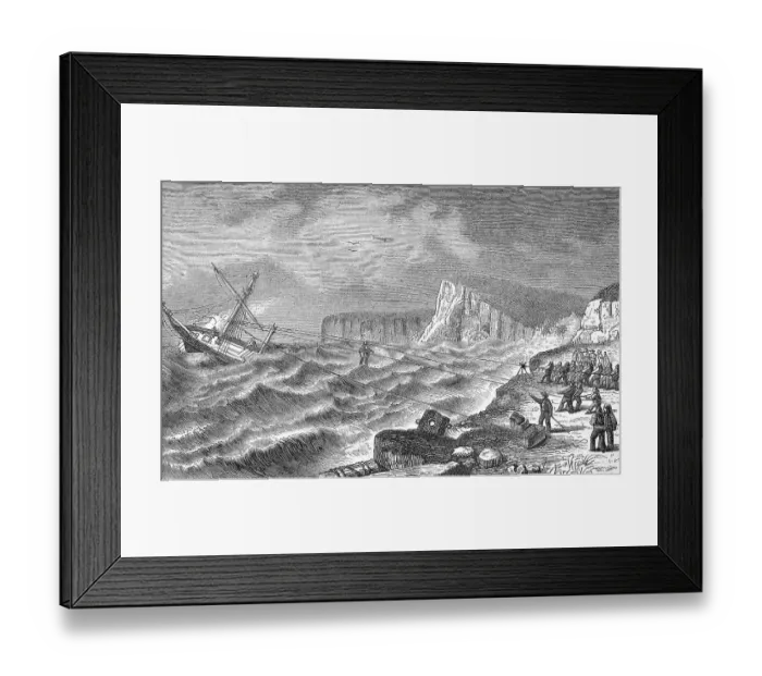 Framed Print : Historical illustration of the rescue of shipwrecked people, Germany, Historical, digitally restored reproduction of an original artwork from the 19th century, exact original date unknown Framed Print : Historical illustration of the rescue of shipwrecked people, Germany, Historical, digitally restored reproduction of an original artwork from the 19th century, exact original date unknown
