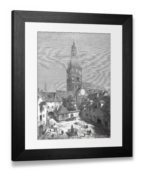 Framed Print : City of Riga, c. 1885, Latvia, the Herder Square and the Old City Hall, Historic, digitally restored reproduction of a 19th century original, exact original date unknown Framed Print : City of Riga, c. 1885, Latvia, the Herder Square and the Old City Hall, Historic, digitally restored reproduction of a 19th century original, exact original date unknown