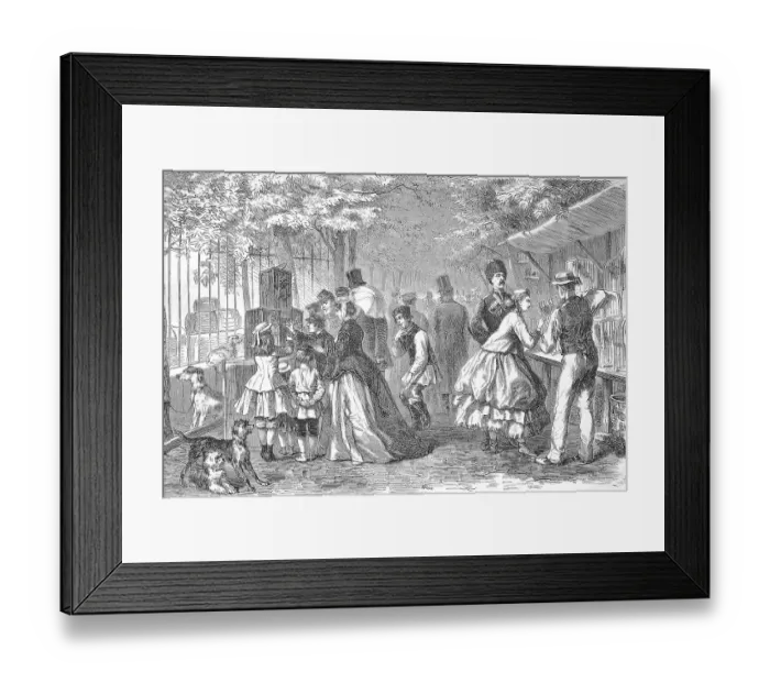 Framed Print : The German Bird Market in the Garden of the Stock Exchange in Saint Petersburg, c. 1885, Russia, Historic, digitally restored reproduction of an original 19th century artwork, exact original date unknown Framed Print : The German Bird Market in the Garden of the Stock Exchange in Saint Petersburg, c. 1885, Russia, Historic, digitally restored reproduction of an original 19th century artwork, exact original date unknown