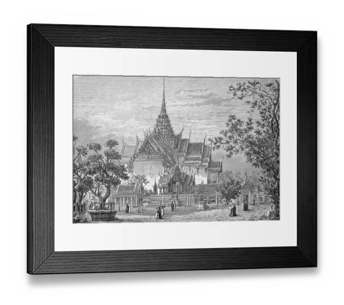 Framed Print : The Temple with the Funerary Urns of the Kings of Siam, c. 1885, Thailand, Historic, digitally restored reproduction of an original 19th century painting, exact original date not known Framed Print : The Temple with the Funerary Urns of the Kings of Siam, c. 1885, Thailand, Historic, digitally restored reproduction of an original 19th century painting, exact original date not known