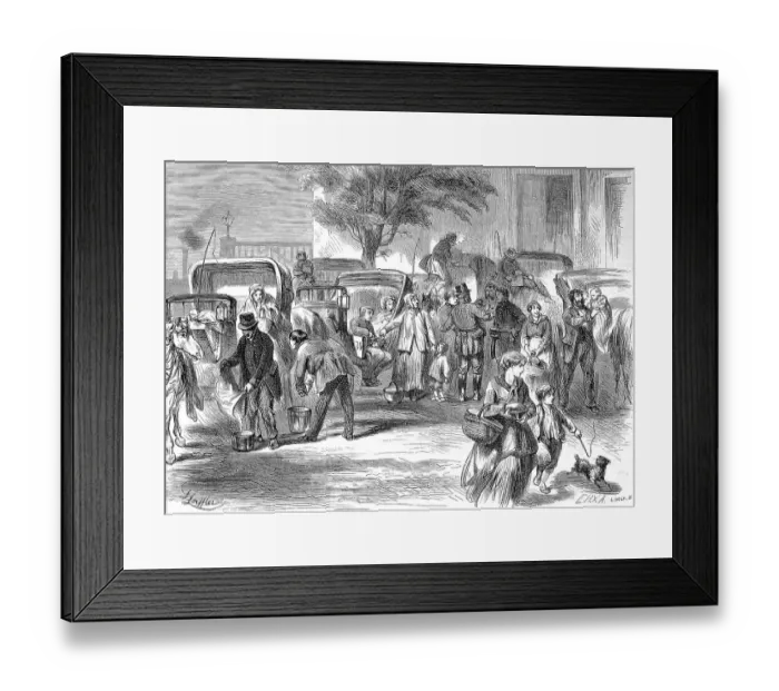 Framed Print : A car park for horse-drawn carriages, circa 1885, droshky or Droschke, in Berlin, Germany, Historic, digitally restored reproduction of a 19th century original, exact original date unknown Framed Print : A car park for horse-drawn carriages, circa 1885, droshky or Droschke, in Berlin, Germany, Historic, digitally restored reproduction of a 19th century original, exact original date unknown