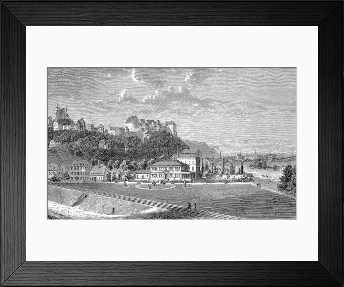 Framed Print : Mildenstein Castle, c. 1885, Burg Mildenstein, also called Schloss Leisnig, is located in Leisnig in Landkreis Mittelsachsen, Saxony, Germany, Historic, digitally restored reproduction of a 19th century original, exact original date unknown Framed Print : Mildenstein Castle, c. 1885, Burg Mildenstein, also called Schloss Leisnig, is located in Leisnig in Landkreis Mittelsachsen, Saxony, Germany, Historic, digitally restored reproduction of a 19th century original, exact original date unknown