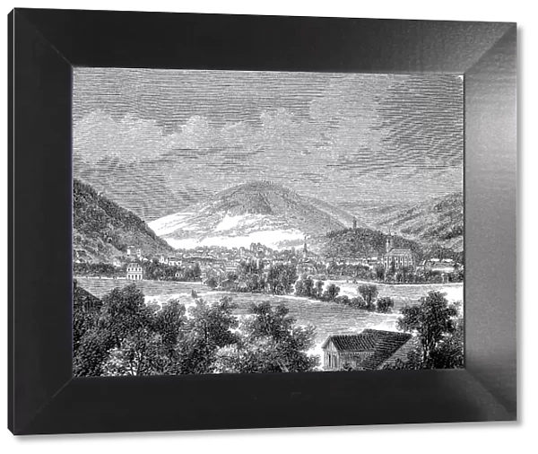 View of Suhl, a town in Thuringia, Germany, Historic, digitally restored reproduction of an original 19th century artwork, exact original date unknown
