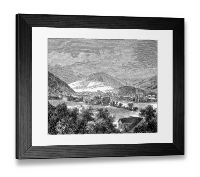 Framed Print : View of Suhl, a town in Thuringia, Germany, Historic, digitally restored reproduction of an original 19th century artwork, exact original date unknown Framed Print : View of Suhl, a town in Thuringia, Germany, Historic, digitally restored reproduction of an original 19th century artwork, exact original date unknown