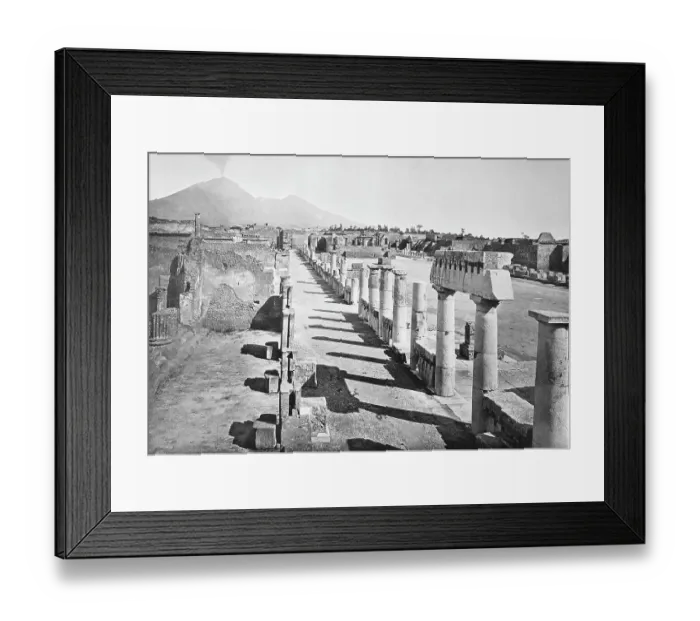 Framed Print : Historic photo (ca 1880) of Pompeii, The Forum with Vesuvius in the distance, Italy, Historic, digitally restored reproduction of a 19th century original, exact original date unknown Framed Print : Historic photo (ca 1880) of Pompeii, The Forum with Vesuvius in the distance, Italy, Historic, digitally restored reproduction of a 19th century original, exact original date unknown