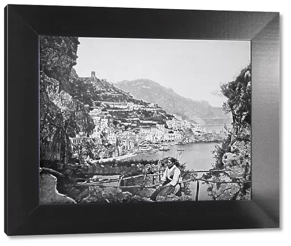 Historic photo (ca 1880) of Amalfi, Campania, Italy, Historic, digitally restored reproduction of an original from the 19th century, exact original date unknown