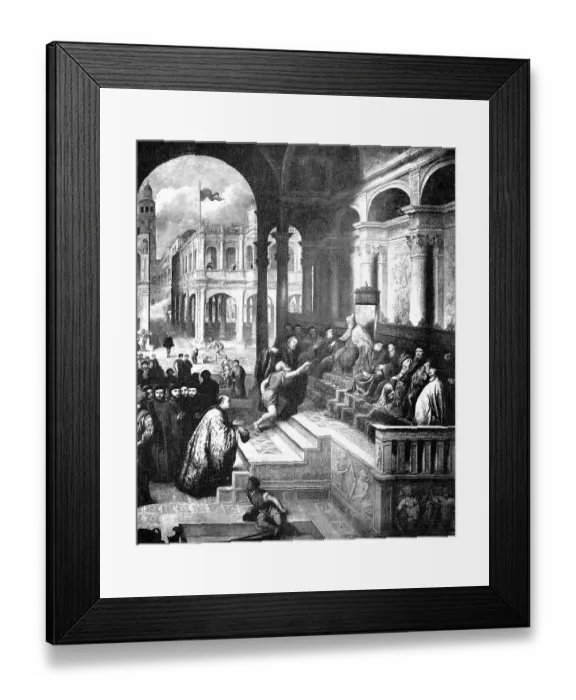 Framed Print : Historic photo (ca 1880) of The Fisherman in front of the Doge of Venice, Venice, painting by Paris Bordone, Italy, Historic, digitally restored reproduction of a 19th century original, exact original date unknown Framed Print : Historic photo (ca 1880) of The Fisherman in front of the Doge of Venice, Venice, painting by Paris Bordone, Italy, Historic, digitally restored reproduction of a 19th century original, exact original date unknown