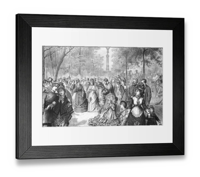 Framed Print : Historical illustration of an autumn afternoon in the Thiergarten in Berlin, Germany, people in the park on a sunny Sunday afternoon, Historical, digitally restored reproduction of an original 19th century artwork, exact original date unknown Framed Print : Historical illustration of an autumn afternoon in the Thiergarten in Berlin, Germany, people in the park on a sunny Sunday afternoon, Historical, digitally restored reproduction of an original 19th century artwork, exact original date unknown