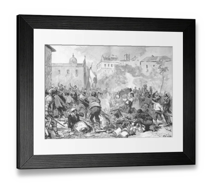 Framed Print : Historical illustration of the 1893 uprising in Sicily. Destruction of the tax office in Monreale, Italy, Historical, digitally restored reproduction of an original 19th century artwork, exact original date unknown Framed Print : Historical illustration of the 1893 uprising in Sicily. Destruction of the tax office in Monreale, Italy, Historical, digitally restored reproduction of an original 19th century artwork, exact original date unknown
