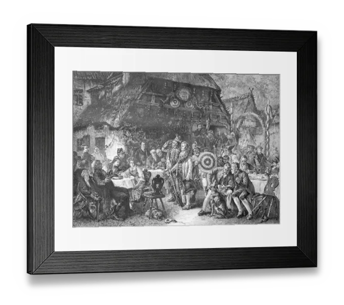 Framed Print : Shooters and the shooting king at a shooting festival in Hanover, Germany, Historic, digitally restored reproduction of an original from the 19th century, exact original date unknown Framed Print : Shooters and the shooting king at a shooting festival in Hanover, Germany, Historic, digitally restored reproduction of an original from the 19th century, exact original date unknown