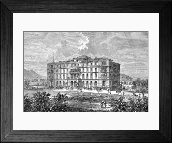 Framed Print : Building of the Hotel Europa in Salzburg, Austria, Historic, digitally restored reproduction of a 19th century original, exact original date not known