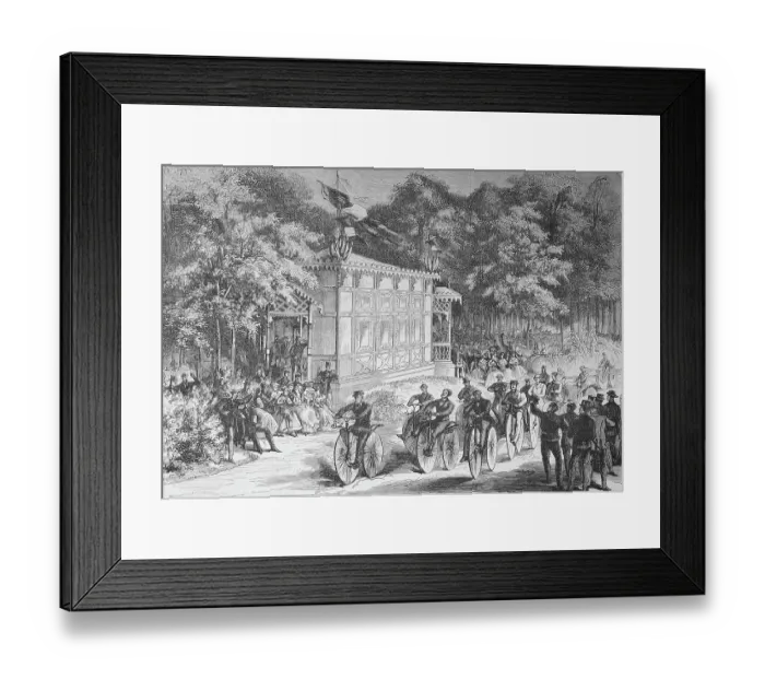 Framed Print : A velocipede race in the Pre Catalan, Paris, France, Velocipede is a human-powered land vehicle with one or more wheels, Bicycle, Historic, digitally restored reproduction of an original 19th century model, exact original date not known Framed Print : A velocipede race in the Pre Catalan, Paris, France, Velocipede is a human-powered land vehicle with one or more wheels, Bicycle, Historic, digitally restored reproduction of an original 19th century model, exact original date not known