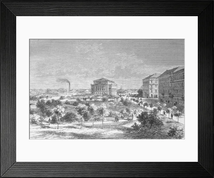 Framed Print : The Theatre of Riga, 1880, Latvia, Historic, digitally restored reproduction of a 19th century original, exact original date unknown Framed Print : The Theatre of Riga, 1880, Latvia, Historic, digitally restored reproduction of a 19th century original, exact original date unknown