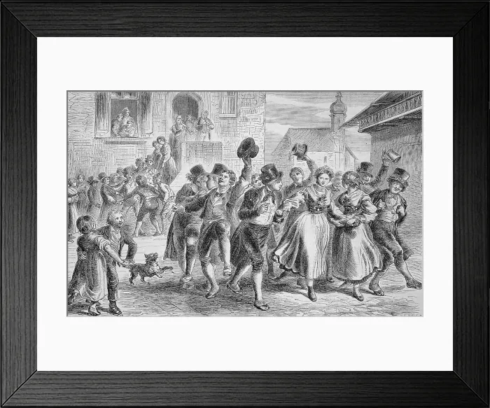Framed Print : Courtship, old custom of courtship, engagement and marriage, relationship, 1880, Germany, Historic, digitally restored reproduction of a 19th century original, exact original date not known