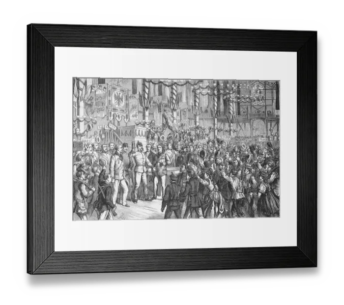 Framed Print : The third German National Rifle Festival, Schuetzenfest 1868, the Emperor's visit to the festival hall in Vienna, Austria, historical, digitally restored reproduction of a 19th century original, exact original date unknown Framed Print : The third German National Rifle Festival, Schuetzenfest 1868, the Emperor's visit to the festival hall in Vienna, Austria, historical, digitally restored reproduction of a 19th century original, exact original date unknown