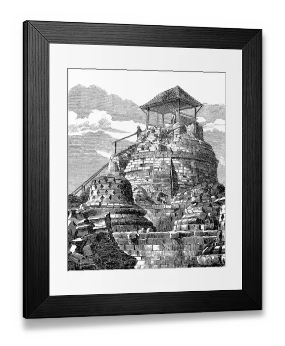 Framed Print : The top of Borobudur or Barabudur, a 9th century Mahayana Buddhist temple in Magelang, Central Java, Indonesia, Historic, digitally restored reproduction of a 19th century original, exact original date unknown Framed Print : The top of Borobudur or Barabudur, a 9th century Mahayana Buddhist temple in Magelang, Central Java, Indonesia, Historic, digitally restored reproduction of a 19th century original, exact original date unknown