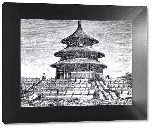 Hall of Prayer for Good Harvests, the largest building of the Temple of Heaven, Beijing, China, Historic, digitally restored reproduction of a 19th century original, exact original date unknown
