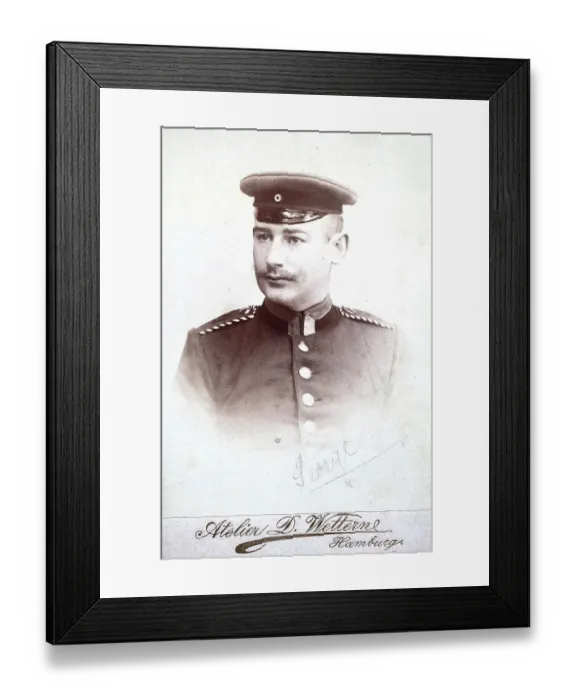 Framed Print : Historical photo from 1870, man in uniform, photographed by Atelier Wettern, Reeperbahn, Hamburg, Germany, digitally restored reproduction of an original 19th century original, exact original date not known Framed Print : Historical photo from 1870, man in uniform, photographed by Atelier Wettern, Reeperbahn, Hamburg, Germany, digitally restored reproduction of an original 19th century original, exact original date not known