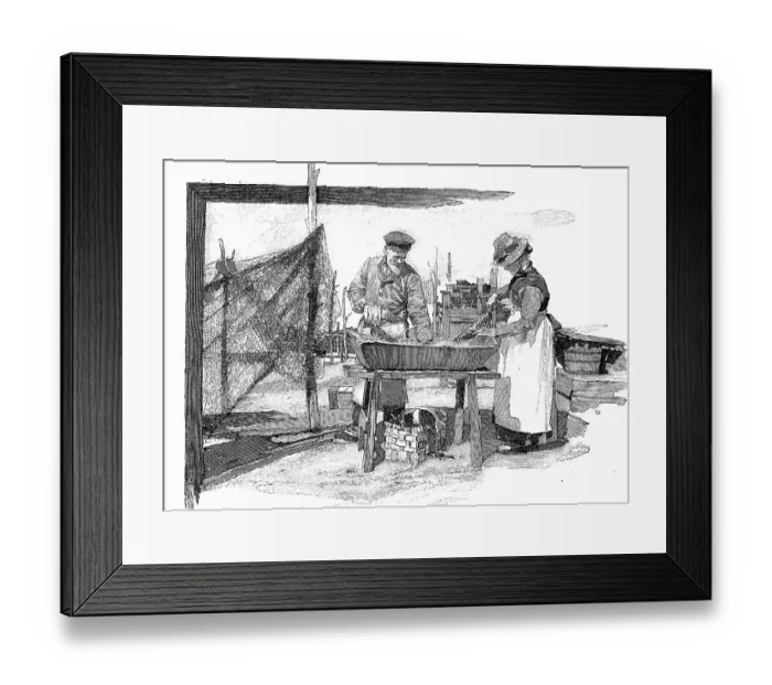 Framed Print : Fishing, processing fish, washing and gutting herrings, 1880, Kiel, Germany, digitally restored reproduction of a 19th century original, exact original date unknown Framed Print : Fishing, processing fish, washing and gutting herrings, 1880, Kiel, Germany, digitally restored reproduction of a 19th century original, exact original date unknown