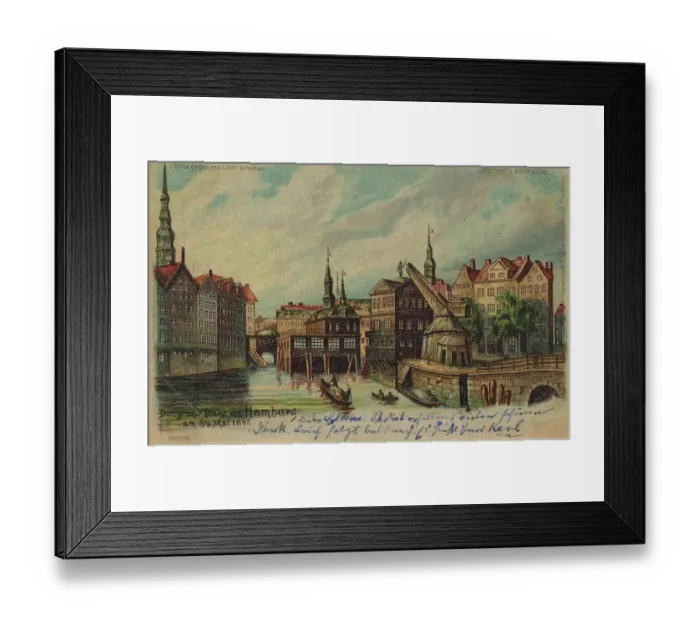 Framed Print : The green ribbon, Hamburg, Germany, postcard with text, view circa 1910, historical, digital reproduction of a historical postcard, public domain, from that time, exact date unknown Framed Print : The green ribbon, Hamburg, Germany, postcard with text, view circa 1910, historical, digital reproduction of a historical postcard, public domain, from that time, exact date unknown