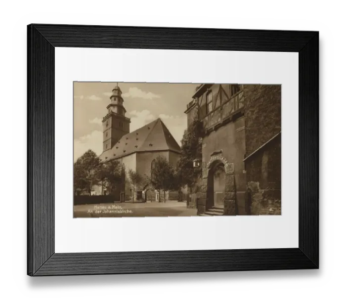 Framed Print : Johanniskirche in Hanau, Hesse, Germany, postcard with text, view around ca 1910, historical, digital reproduction of a historical postcard, public domain, from that time, exact date unknown Framed Print : Johanniskirche in Hanau, Hesse, Germany, postcard with text, view around ca 1910, historical, digital reproduction of a historical postcard, public domain, from that time, exact date unknown