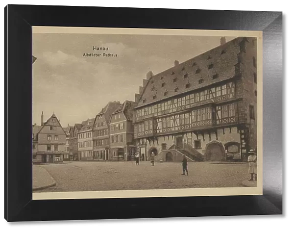 Altstaedter Rathaus in Hanau, Hesse, Germany, postcard with text, view around ca 1910, historical, digital reproduction of a historical postcard, public domain, from that time, exact date unknown