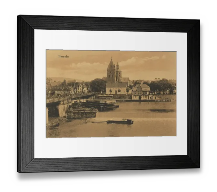 Framed Print : Hameln, Lower Saxony, Germany, postcard with text, view around ca 1910, historical, digital reproduction of a historical postcard, public domain, from that time, exact date unknown