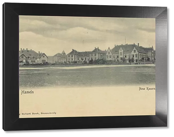 New barracks in Hameln, Lower Saxony, Germany, postcard with text, view around ca 1910, historical, digital reproduction of a historical postcard, public domain, from that time, exact date unknown