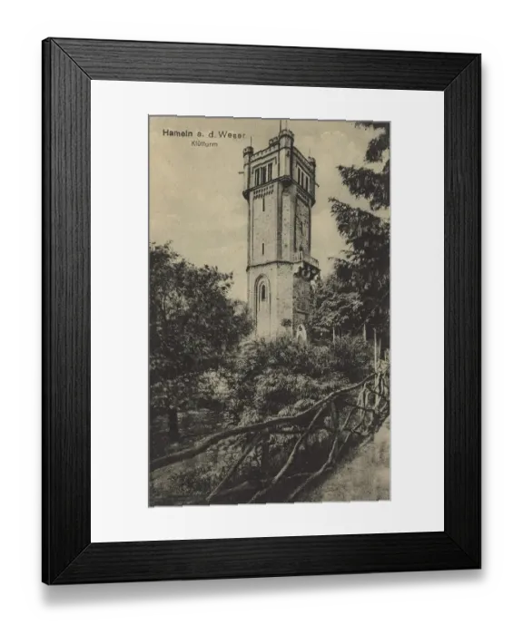 Framed Print : Kluetturm in Hameln, Lower Saxony, Germany, postcard with text, view around ca 1910, historical, digital reproduction of a historical postcard, public domain, from that time, exact date unknown Framed Print : Kluetturm in Hameln, Lower Saxony, Germany, postcard with text, view around ca 1910, historical, digital reproduction of a historical postcard, public domain, from that time, exact date unknown