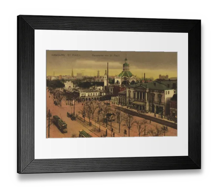 Framed Print : St. Pauli, Panorama, Hamburg, Germany, postcard with text, view around ca 1910, Historic, digital reproduction of a historic postcard, public domain, from that time, exact date unknown Framed Print : St. Pauli, Panorama, Hamburg, Germany, postcard with text, view around ca 1910, Historic, digital reproduction of a historic postcard, public domain, from that time, exact date unknown