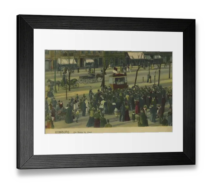 Framed Print : St. Pauli, Hamburg, Germany, postcard with text, view around ca 1910, historical, digital reproduction of a historical postcard, public domain, from that time, exact date unknown