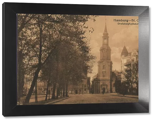 Dreieinigkeitskirche, St. Georg, Hamburg, Germany, postcard with text, view around ca 1910, historical, digital reproduction of a historical postcard, public domain, from that time, exact date unknown