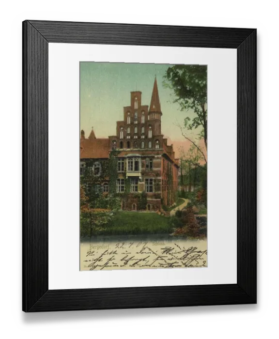 Framed Print : Castle in Bergedorf, Hamburg, Germany, postcard with text, view around ca 1910, historical, digital reproduction of a historical postcard, public domain, from that time, exact date unknown Framed Print : Castle in Bergedorf, Hamburg, Germany, postcard with text, view around ca 1910, historical, digital reproduction of a historical postcard, public domain, from that time, exact date unknown