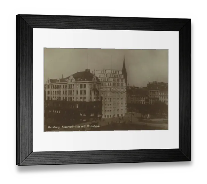 Framed Print : Schartorbruecke with Stellahaus, Hamburg, Germany, postcard with text, view around ca 1910, historical, digital reproduction of a historical postcard, public domain, from that time, exact date unknown Framed Print : Schartorbruecke with Stellahaus, Hamburg, Germany, postcard with text, view around ca 1910, historical, digital reproduction of a historical postcard, public domain, from that time, exact date unknown