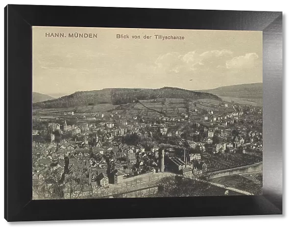 View from the Tillyschanze in Hannoversch Muenden, Hann. Muenden, Lower Saxony, Germany, postcard with text, view around ca 1910, historical, digital reproduction of a historical postcard, public domain, from that time, exact date unknown