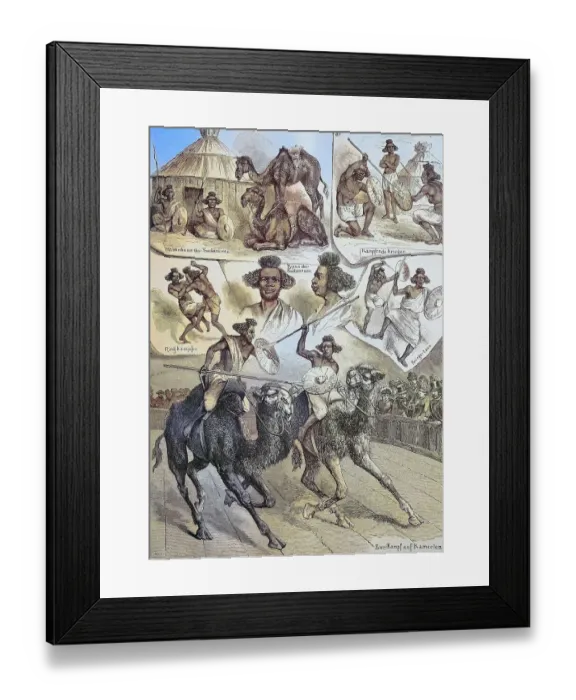 Framed Print : Sudanese warriors, Sudan, On a tour as exhibits in Europe, Historical, digitally restored reproduction from a 19th century original Framed Print : Sudanese warriors, Sudan, On a tour as exhibits in Europe, Historical, digitally restored reproduction from a 19th century original