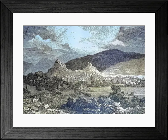 Framed Print : View of Sion, Sion, Switzerland, Valais, Historic, digitally restored reproduction from a 19th century original Framed Print : View of Sion, Sion, Switzerland, Valais, Historic, digitally restored reproduction from a 19th century original