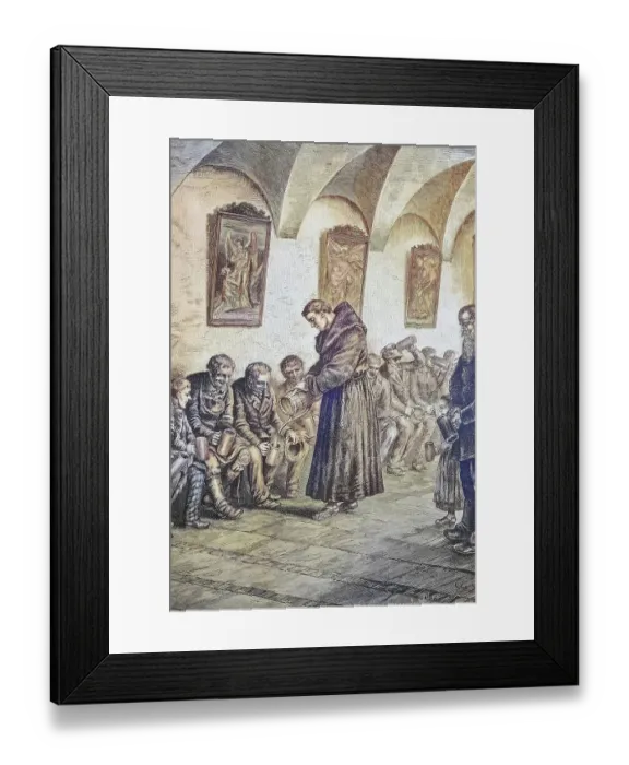 Framed Print : Distribution of beer in the Franciscan monastery in Munich, Germany, Historical, digitally restored reproduction from a 19th century original Framed Print : Distribution of beer in the Franciscan monastery in Munich, Germany, Historical, digitally restored reproduction from a 19th century original