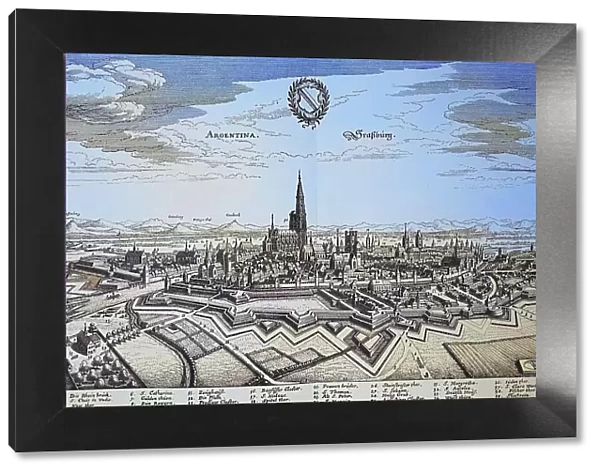 Strasbourg, France, after a chalcography by Matthaeus Merian, 1600, Historical, digitally restored reproduction from a 19th century original