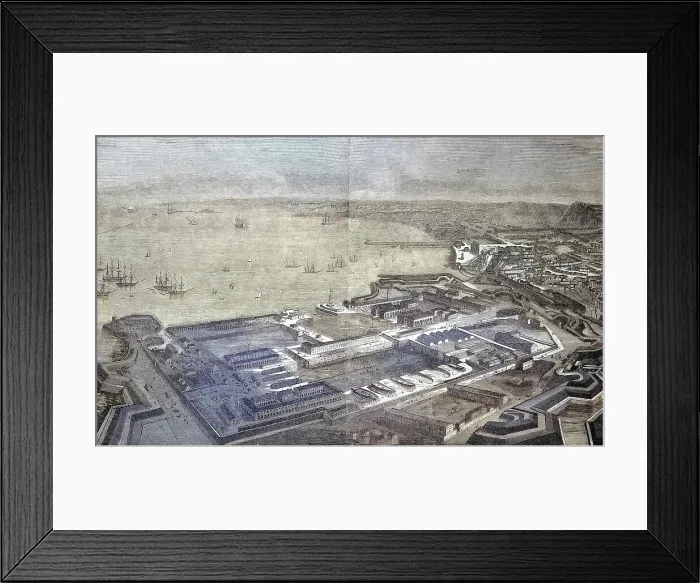 Framed Print : The Port of Cherbourg, 1800, France, Historic, digitally restored reproduction from a 19th century original Framed Print : The Port of Cherbourg, 1800, France, Historic, digitally restored reproduction from a 19th century original