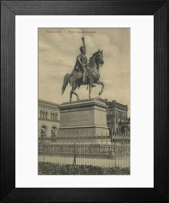 Framed Print : Ernst August Monument, Hanover, Lower Saxony, Germany, postcard with text, view around ca 1910, historical, digital reproduction of a historical postcard, public domain, from that time, exact date unknown Framed Print : Ernst August Monument, Hanover, Lower Saxony, Germany, postcard with text, view around ca 1910, historical, digital reproduction of a historical postcard, public domain, from that time, exact date unknown