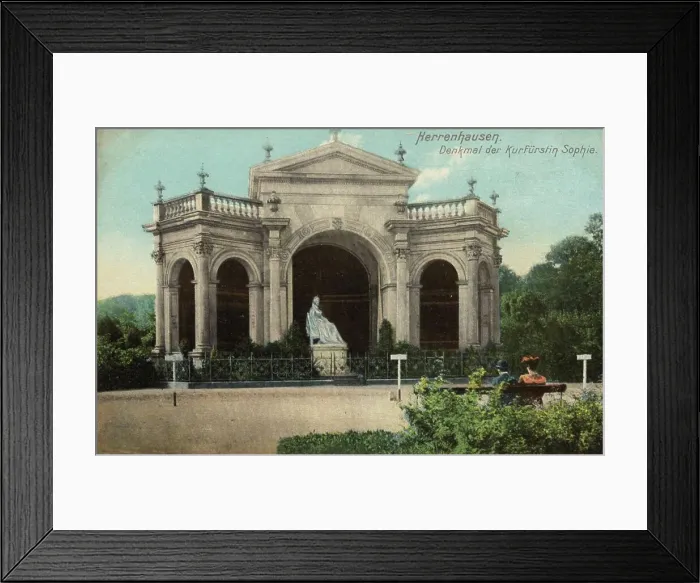Framed Print : Herrenhausen, Monument to Electress Sophie, Hanover, Lower Saxony, Germany, postcard with text, view circa 1910, historical, digital reproduction of a historical postcard, public domain, from the period, exact date unknown Framed Print : Herrenhausen, Monument to Electress Sophie, Hanover, Lower Saxony, Germany, postcard with text, view circa 1910, historical, digital reproduction of a historical postcard, public domain, from the period, exact date unknown