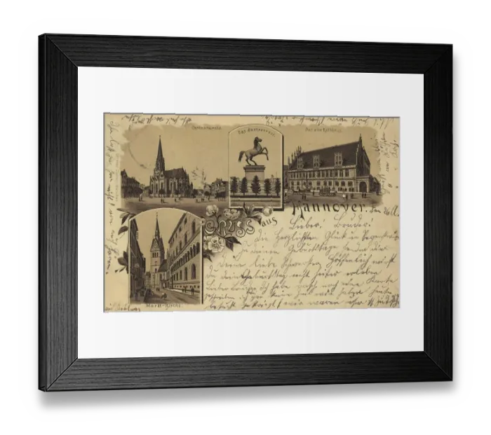Framed Print : Christuskirche, old town hall, market church, Sachsenross, Hannover, Lower Saxony, Germany, postcard with text, view around ca 1910, historical, digital reproduction of a historical postcard, public domain, from that time, exact date unknown Framed Print : Christuskirche, old town hall, market church, Sachsenross, Hannover, Lower Saxony, Germany, postcard with text, view around ca 1910, historical, digital reproduction of a historical postcard, public domain, from that time, exact date unknown