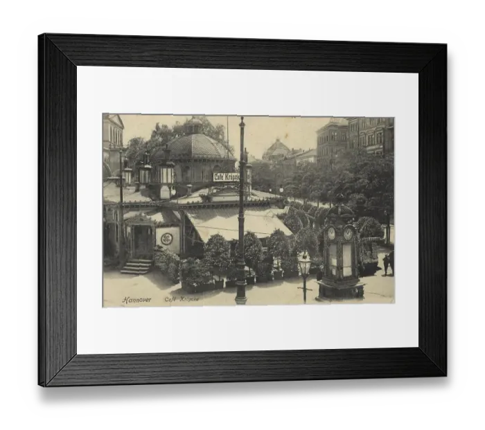 Framed Print : Cafe Kroepke, Hannover, Lower Saxony, Germany, postcard with text, view around ca 1910, historical, digital reproduction of a historical postcard, public domain, from that time, exact date unknown Framed Print : Cafe Kroepke, Hannover, Lower Saxony, Germany, postcard with text, view around ca 1910, historical, digital reproduction of a historical postcard, public domain, from that time, exact date unknown