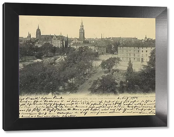 View from the town hall, Hannover, Lower Saxony, Germany, postcard with text, view around ca 1910, historical, digital reproduction of a historical postcard, public domain, from that time, exact date unknown