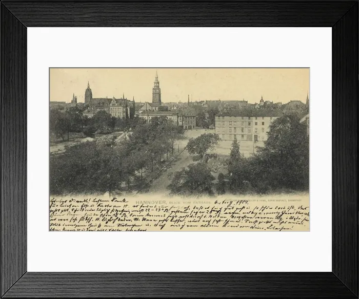 Framed Print : View from the town hall, Hannover, Lower Saxony, Germany, postcard with text, view around ca 1910, historical, digital reproduction of a historical postcard, public domain, from that time, exact date unknown Framed Print : View from the town hall, Hannover, Lower Saxony, Germany, postcard with text, view around ca 1910, historical, digital reproduction of a historical postcard, public domain, from that time, exact date unknown