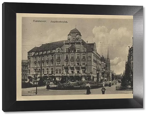 Aegidientorplatz, Hannover, Lower Saxony, Germany, postcard with text, view around ca 1910, historical, digital reproduction of a historical postcard, public domain, from that time, exact date unknown