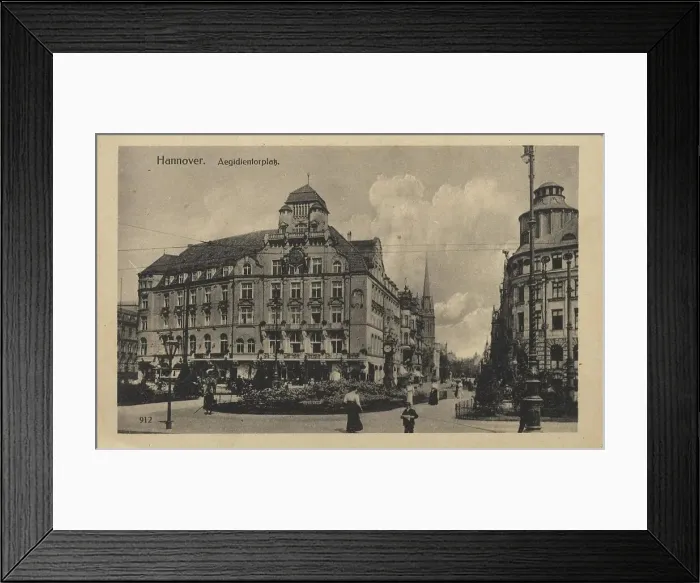 Framed Print : Aegidientorplatz, Hannover, Lower Saxony, Germany, postcard with text, view around ca 1910, historical, digital reproduction of a historical postcard, public domain, from that time, exact date unknown